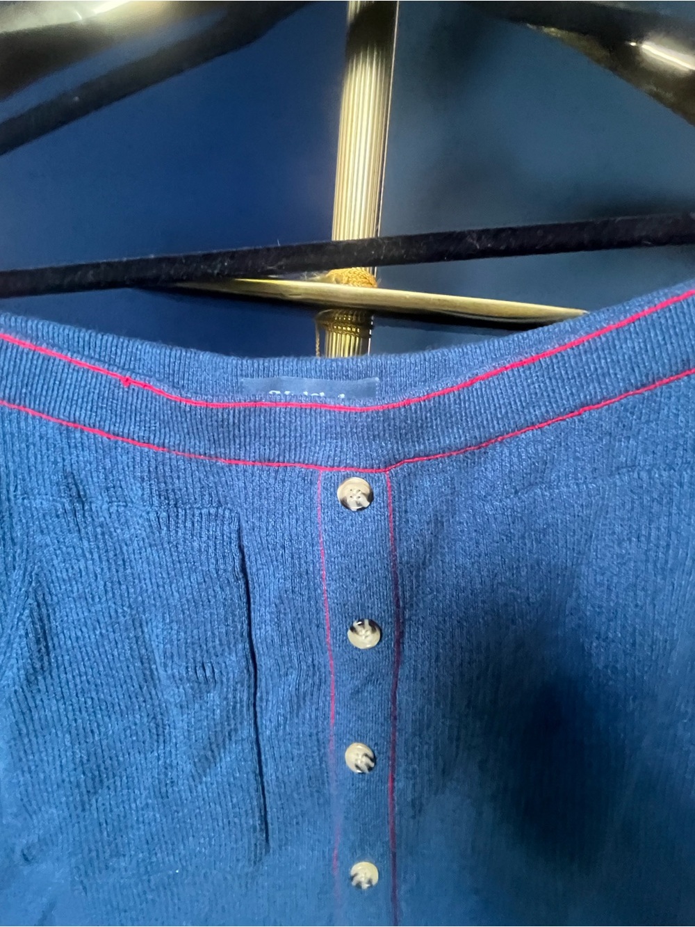 ModCloth Blue Button-Front Knit Skirt with Red Trim-size 2x-NWT - Picture 3 of 9